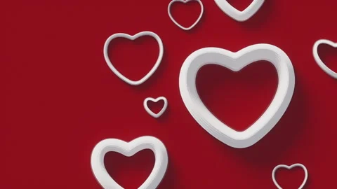 Animation of white hearts moving randomly on a red background Video stock 265734637