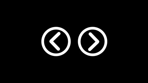 Animation White left and right arrows inside circles on a black background .. Stock Footage 321854576