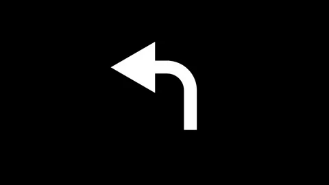 Animation White Left Turn Arrow on Black Background direction symbol Stock Footage 321738386