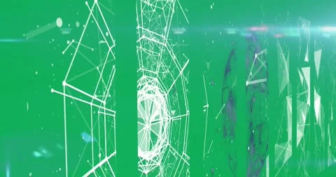 Animation of white lines of connection moving on blue background Video stock 325070061