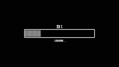 Animation white loading bar with running vertical lines on black screen. Percent Stock Footage 141353783