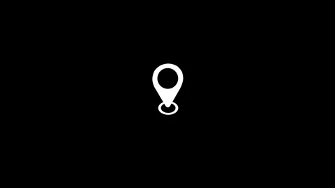 Animation White Map Pin Icon with Black Ring on Black Background location m.. Stock Footage 321997241