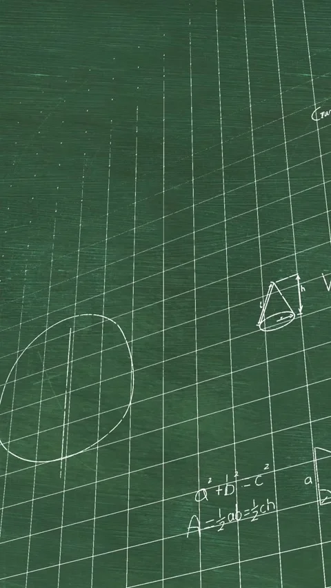 Animation of white mathematical equations and diagrams over grid pattern against Stock Footage 343828724