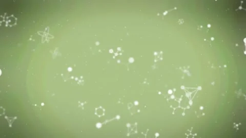 Animation of white molecules pattern on seamless loop on green background and Stock Footage 246533355