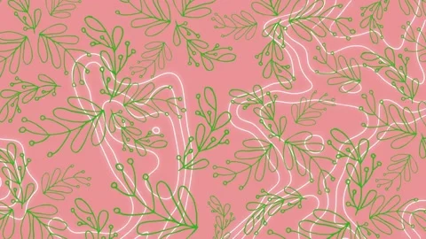 Animation of white moving lines over mistletoe pattern on pink background Stock Footage 162050170
