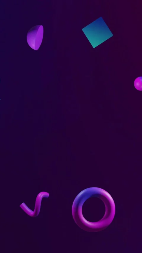 Animation of white network structure over 3d blue and purple shapes rotating on Stock Footage 323781667