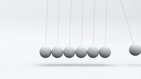 Animation of white newton's cradle Stock Footage 91856090