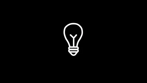 Animation White outline of a light bulb on a black background idea innovation Stock Footage 321997402