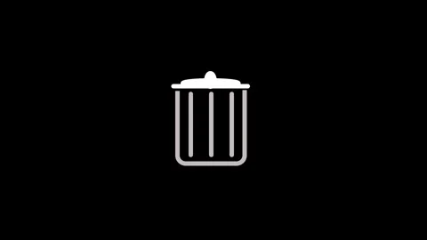 Animation White outline trash can icon on a black background garbage waste Stock Footage 321738341