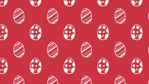 Animation of white patterned Easter eggs moving in rows on red background Stock Footage 130726748