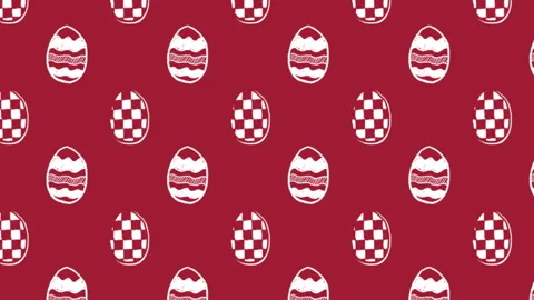 Animation of white patterned Easter eggs moving in rows on red background Stock Footage 130726752
