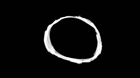Animation of white pencil stroke circle getting bigger on black background. Video stock 143047758