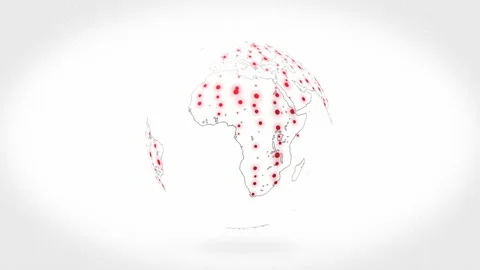 Animation of white planet with red dots digital grid over white background. Stock Footage 132799085