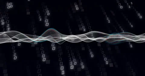Animation of white shapes moving over binary coding Stock Footage 309168689