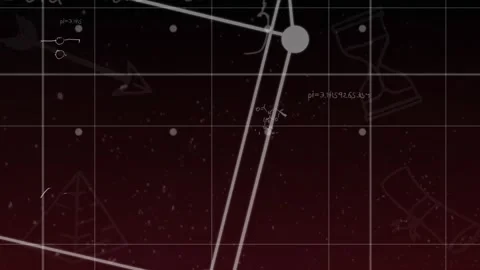 Animation of white shapes over mathematical equations on black background Stock Footage 328976829