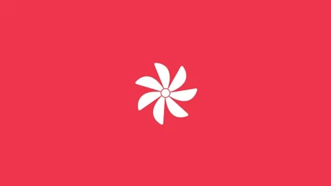 Animation White six-bladed fan or propeller icon on a red background rotation Stock Footage 321996927