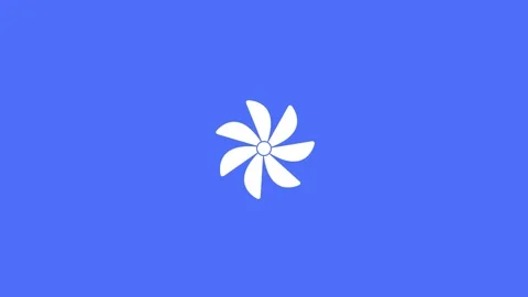 Animation White six-bladed fan or propeller icon on a blue background rotatio Stock Footage 321996930