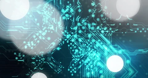 Animation of white spots over network of connections Stock Footage 267825924