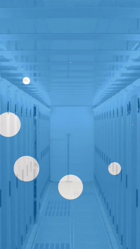 Animation of white spots over server room Stock Footage 343083083