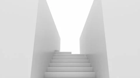 Animation of white steps and exit to another and free world. Stock Footage 166826558