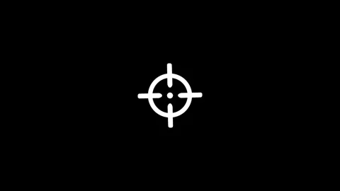 Animation White Target Reticle Icon on Black Background crosshairs focus Stock Footage 321855895
