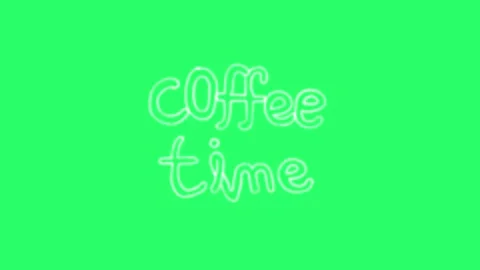 Animation white text coffee time on green background. Stock Footage 252239756