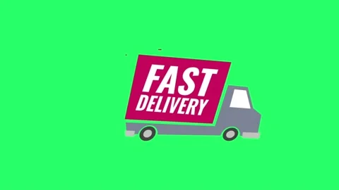 Animation white text FAST DELIVERY on green background. Vídeo Stock 194886133