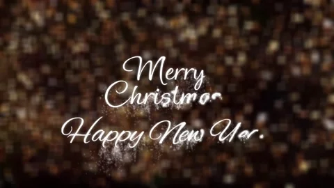 Animation white text Merry Christmas Happy New Year. Stock Footage 277312977