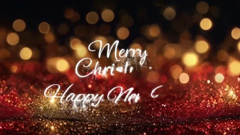 Animation white text Merry Christmas Happy New Year. Stock Footage 277313087