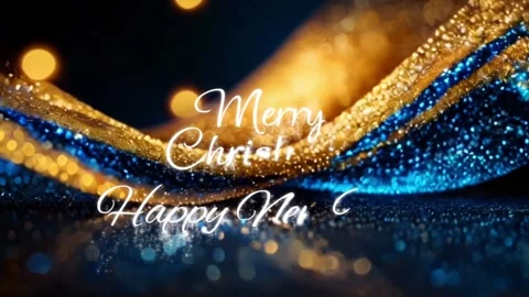 Animation white text Merry Christmas Happy New Year. Stock Footage 277313269