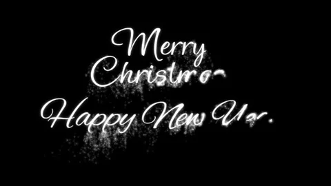 Animation white text merry Christmas Happy New Year with black background. Stock Footage 277380243