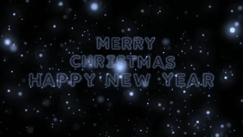 Animation white text Merry Christmas Happy New Year with white star particles. Stock Footage 278380468