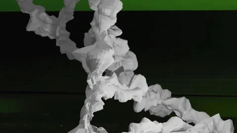 Animation of white, textured dna strand moving over dark computer server room Stock Footage 313088698