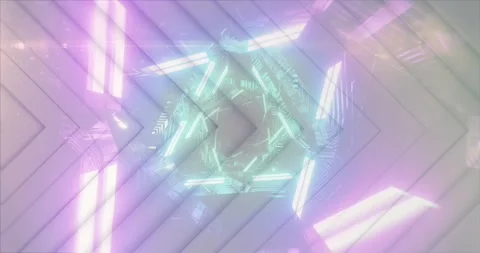 Animation of white triangles over digital tunnel Stock Footage 328410310