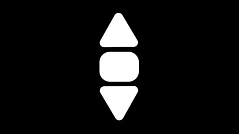Animation White Vertical Arrow Icon with Center Rounded Square on Black Bac.. Stock Footage 321738376
