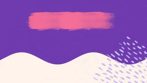 Animation of white wave pattern with pink paint stroke on purple background Video stock 328360558