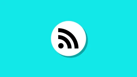 Animation of wi-fi symbol in white circle on blue background, for website, .. Stock Footage 329272516