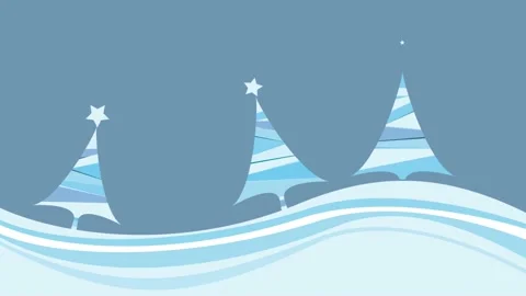 Animation of a winter and christmas background with copy space. Trees with st Stock Footage 218467366