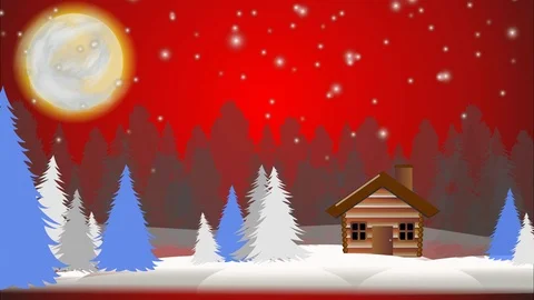 Animation of winter on red background Stock Footage 122022940
