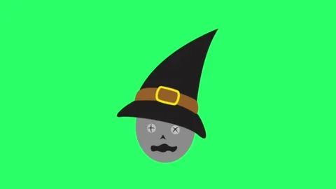 Animation witch head on green background. Stock Footage 255954652