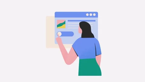 Animation of woman pulling toggle switch slider Stock Footage 240091725