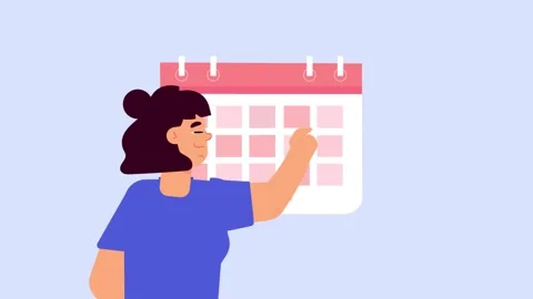 Animation of woman scheduling tasks on a digital calendar interface for tim.. Stock Footage 338365717