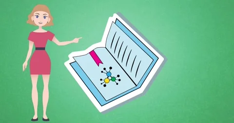 Animation of woman talking over notebook icon Stock Footage 329553912