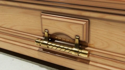 Animation of wood coffins on the stone floor before the funeral. Zooming out. Stock Footage 133463853