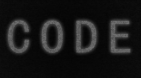 Animation of word code with numbers running Stock Footage 48465296
