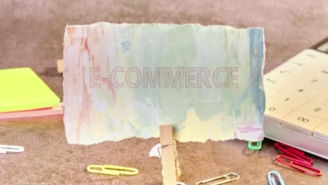 Animation of the word E-COMMERCE. Discover unique technology concepts and Video stock 296488564