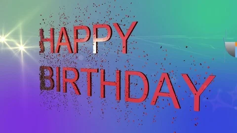 Animation - Word Happy Birthday explode and Plane Flies With Long Banners Wit Stock Footage 101051526