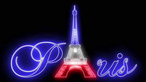 Animation of the word Paris with the Eiffel tower inside it.symbol of France. 스톡 동영상 195030924