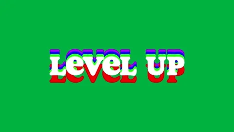 Animation of words level up in white letters with rainbow outline on white Stock Footage 324947445