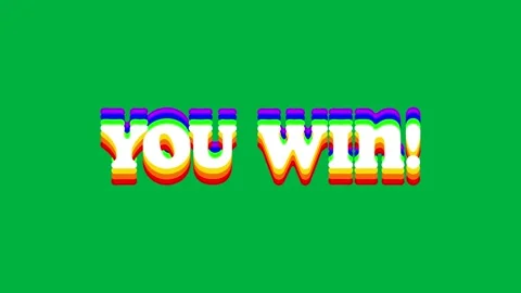 Animation of words you win in white letters with rainbow outline on white Stock Footage 325070261